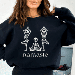 namaste skeleton yoga crewneck